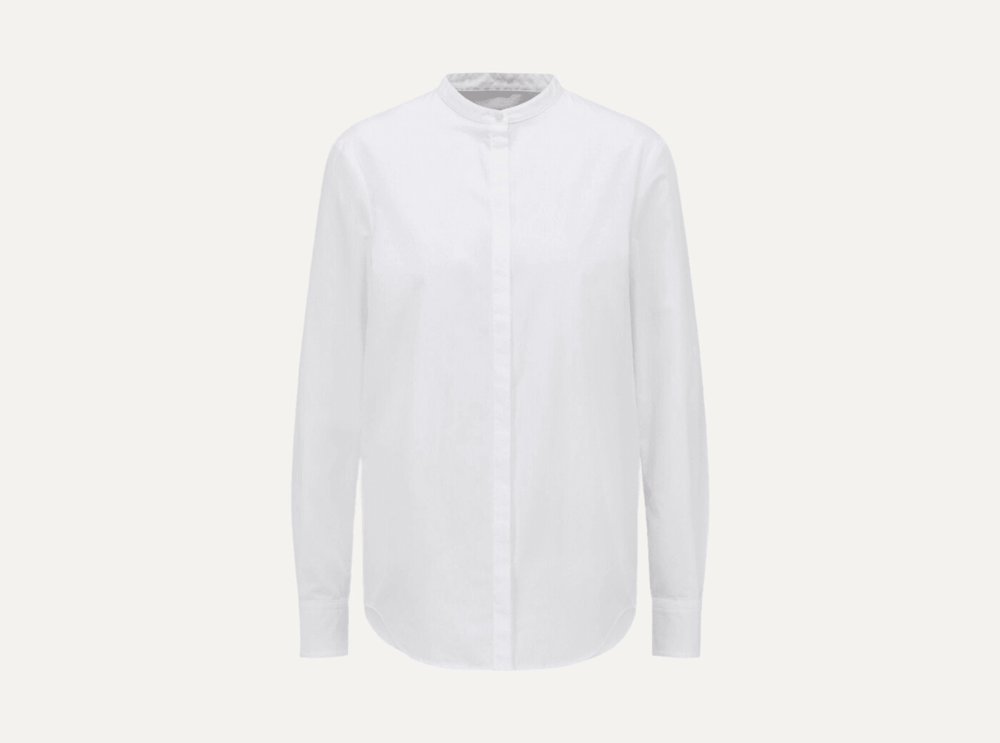Relaxed-fit collarless blouse in cotton poplin