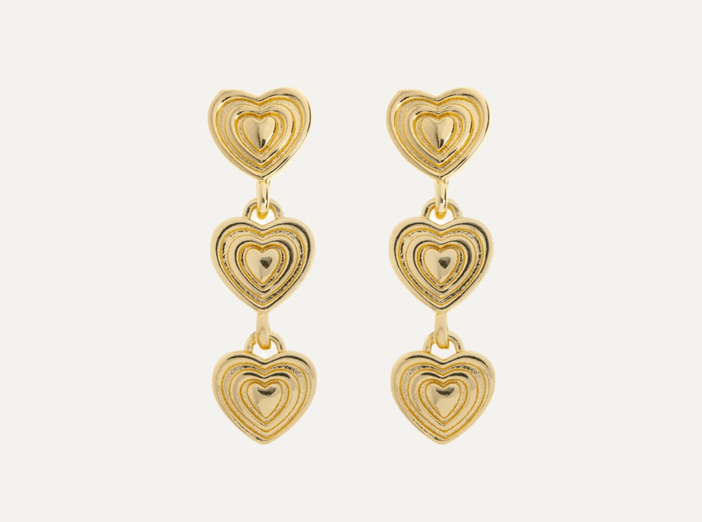 Baby - Dangling Heart Stud Earrings - Gold