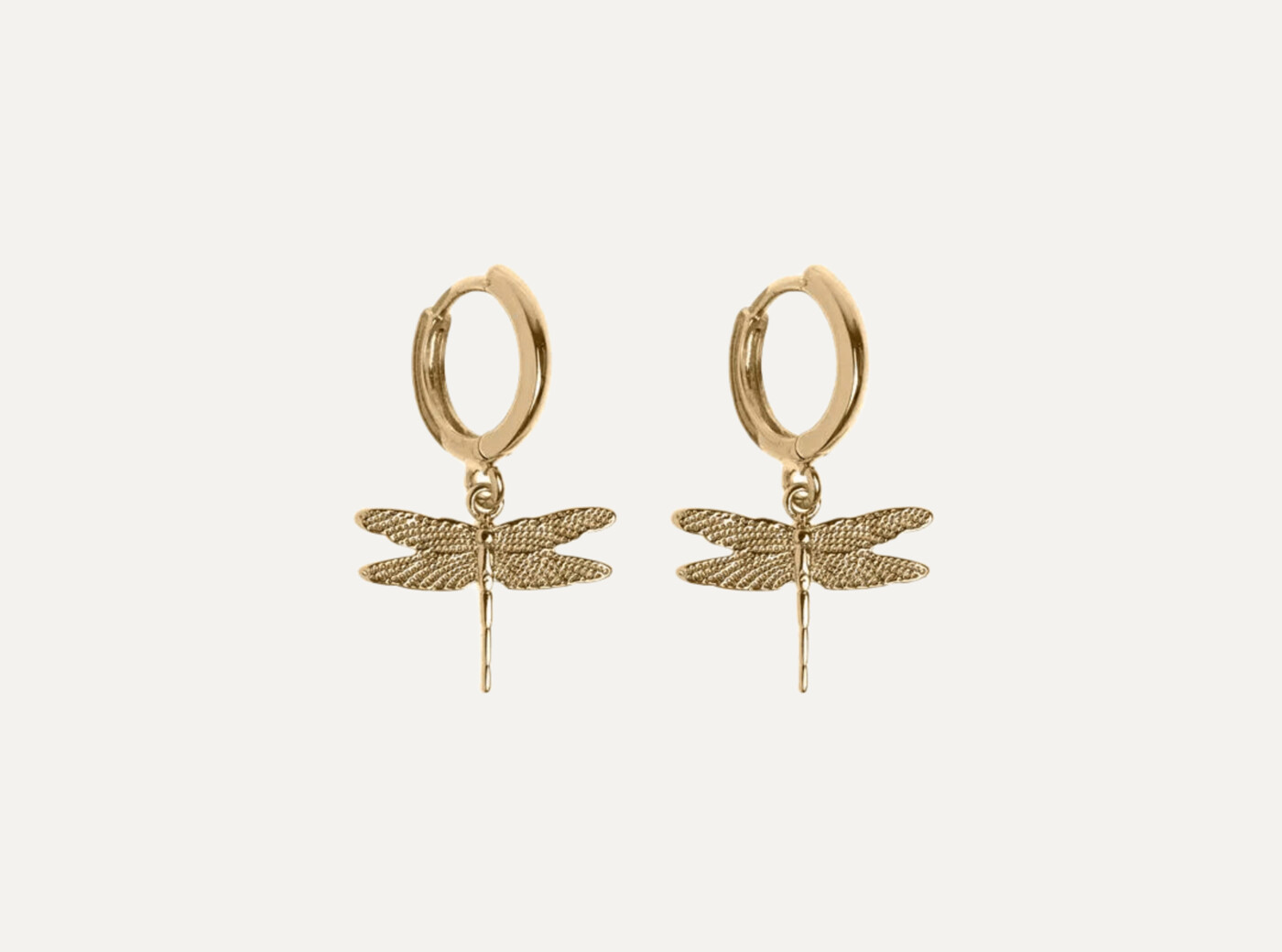 Dragonfly Small Hoop Earrings Gold