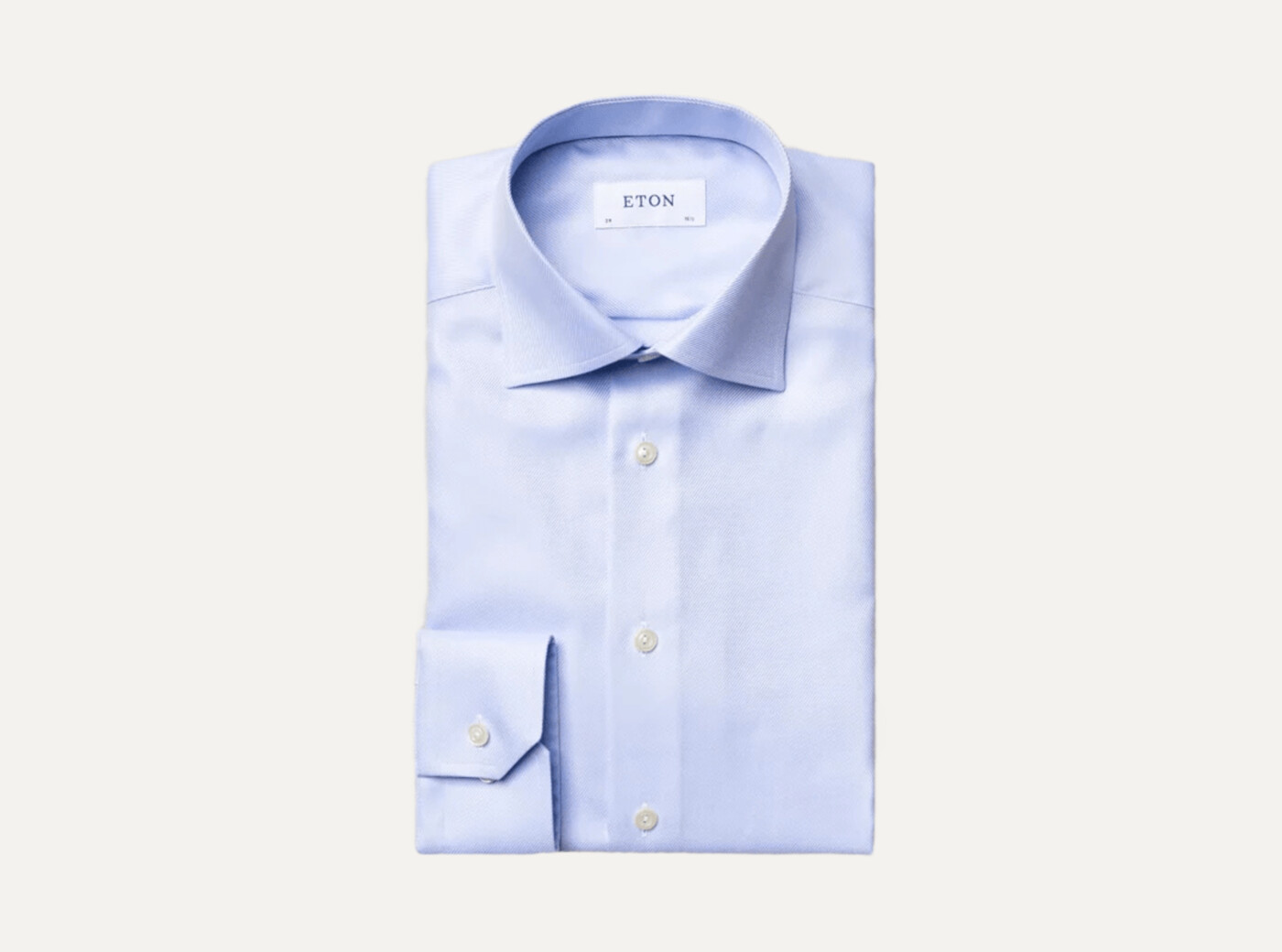 White Textured Twill Shirt - Single Cut Away