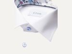 White Floral Print Effect Solid Signature Twill Shirt