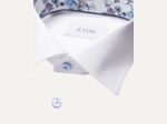 White Floral Print Effect Solid Signature Twill Shirt