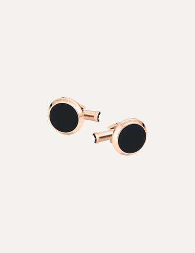 Montblanc cufflinks in rosegold plated steel with onyx