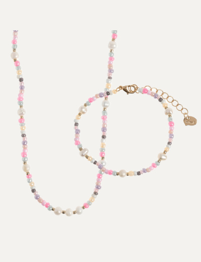 Tess - Pastel Bead and Pearl Necklace