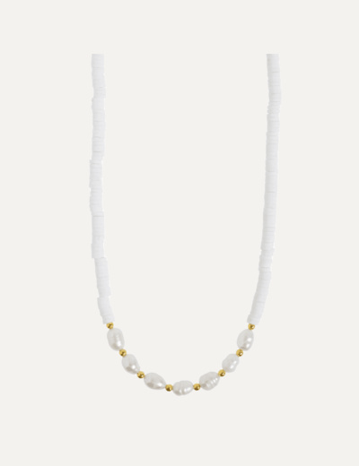 Zora - Pearl White Bead Necklace