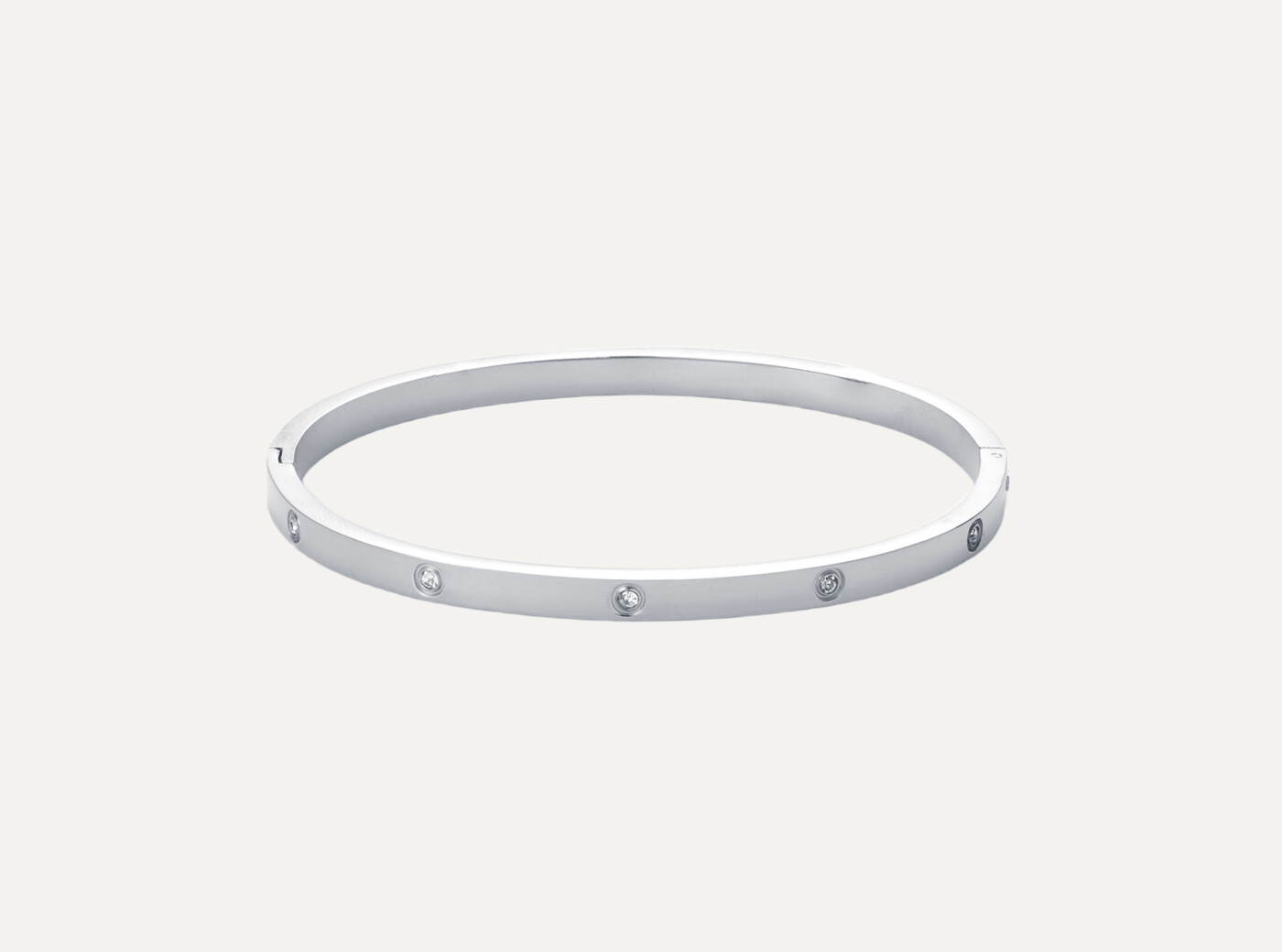 Fiona - Crystal Bangle Bracelet Stainless Steel - Silver