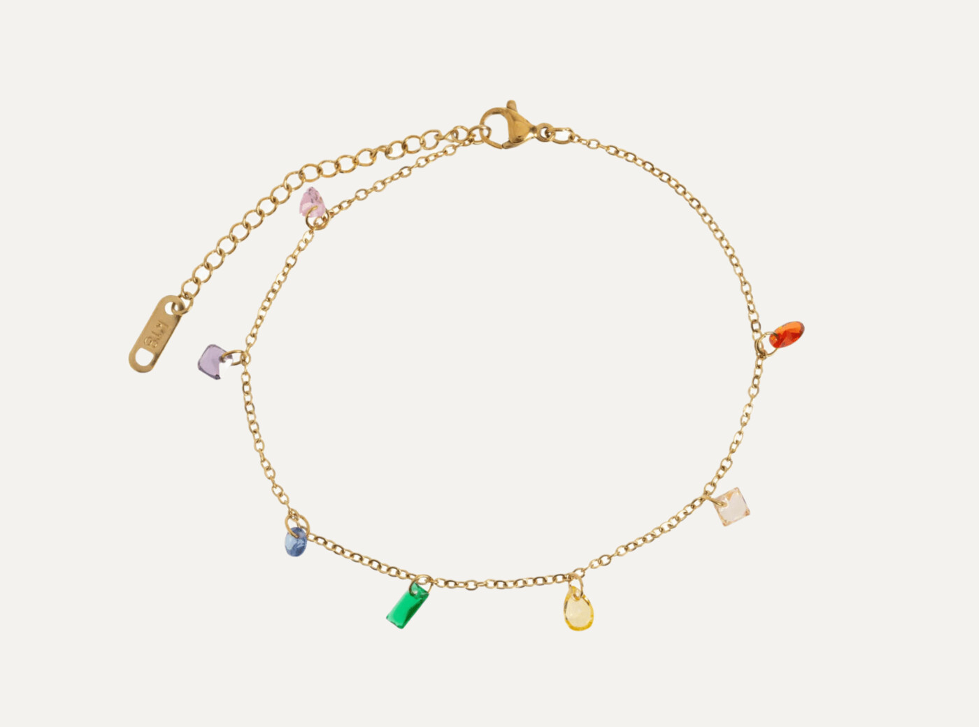 Sky - Multi Colored Chain Anklet Stainless Steel