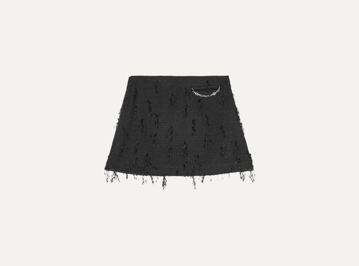 Fringed Tweed Mini Skirt