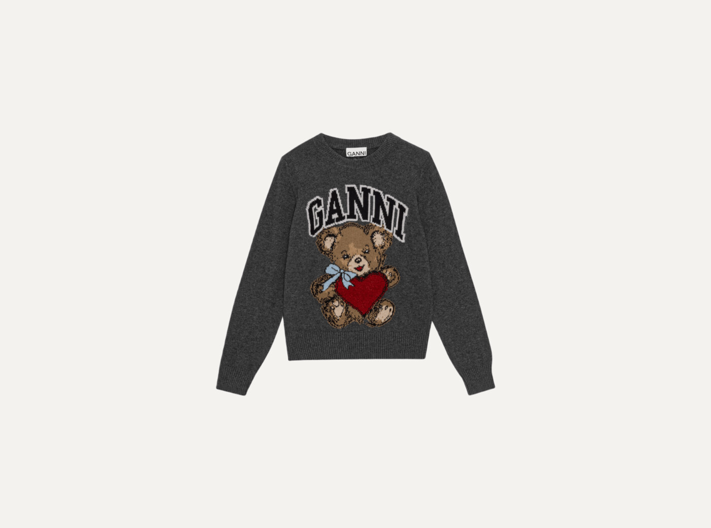 Graphic Wool Mix Bear Crewneck