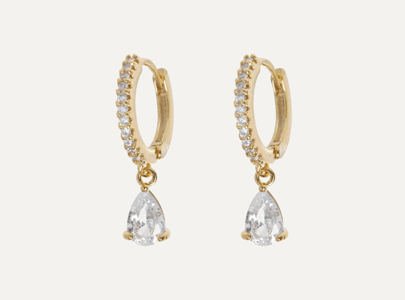 Eliza - Droplet Crystal Hoop Earrings