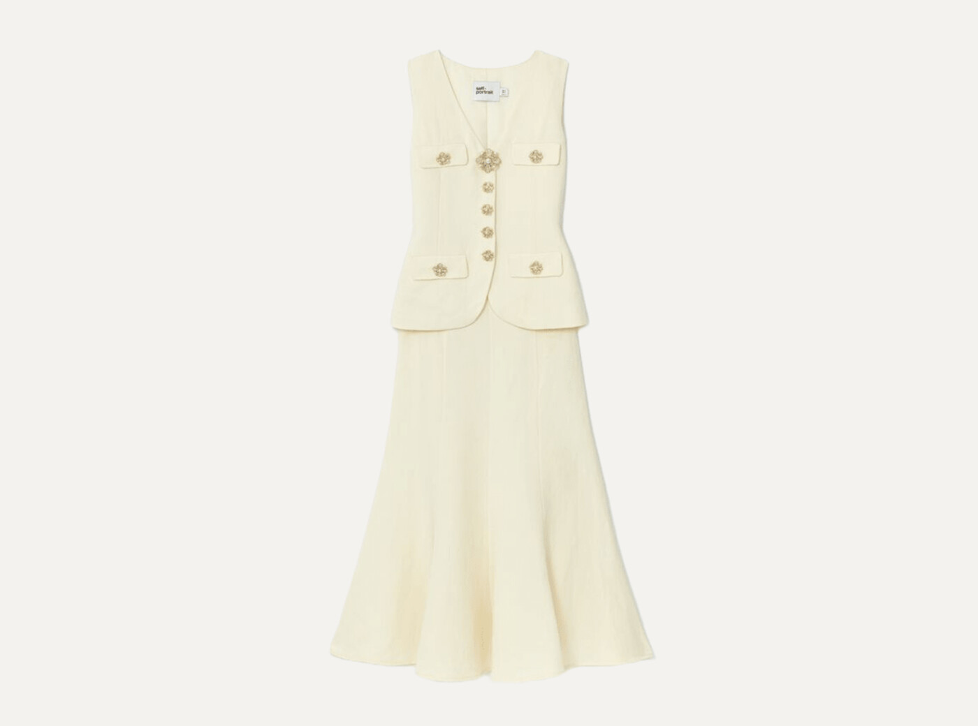 CREAM LINEN MIDI DRESS