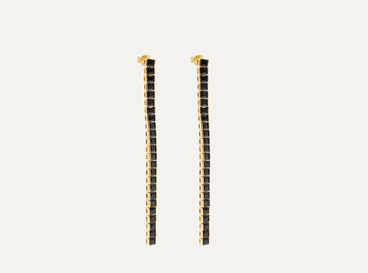 Square tennis earring black gold