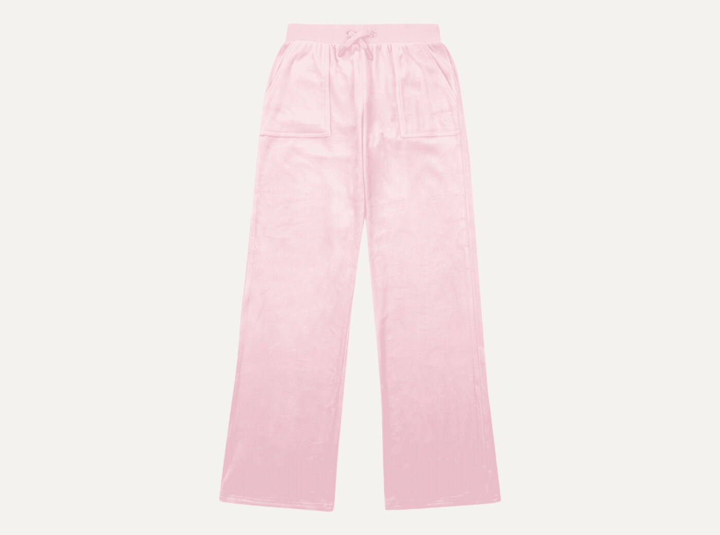 Tonal Embro Velour Patch Pocket Wide Leg Pink Nectar