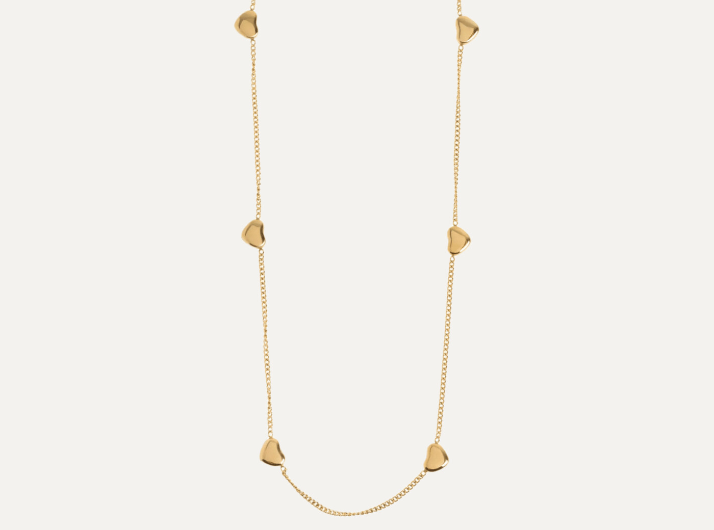 Lilou - Multi Heart Link Necklace Stainless Steel - Gold