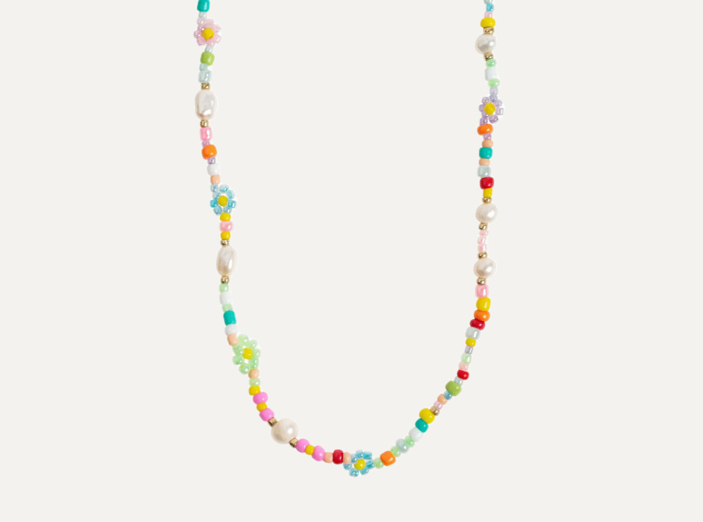 Sigrid - Flower and Pearl Colorful Bead Summer Necklace