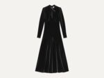 Velvet Jersey Gathered Long Dress