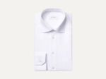 White Textured Twill Shirt - Single Cut Away