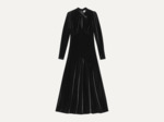 Velvet Jersey Gathered Long Dress