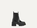 Cleated Heeled Mid Chelsea Boot Patent Croco