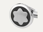 Montblanc cufflinks in steel with Montblanc snow-cap logo and onyx