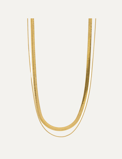 Ivy - Double Snake Chain Necklace  Stainless Steel - Gold