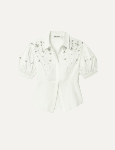 WHITE COTTON EMBELLISHED TOP