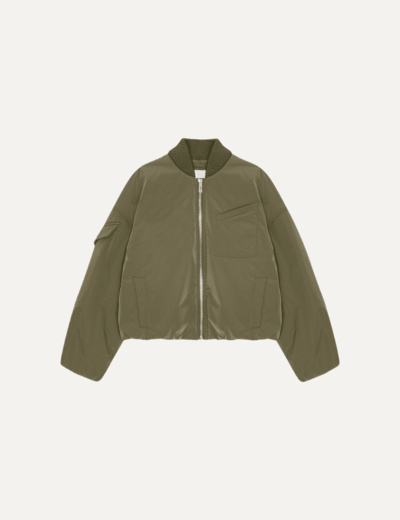 Light Twill Oversized Short Bomber Jacket