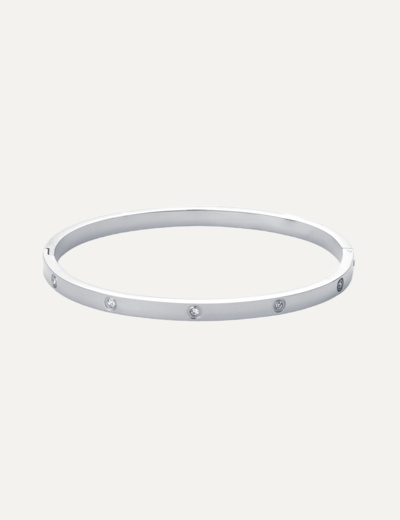 Fiona - Crystal Bangle Bracelet Stainless Steel - Silver