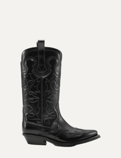 Mid Shaft Embroidered Western Boot