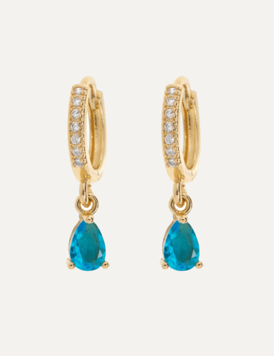 August - Blue Crystal Hoop Earrings