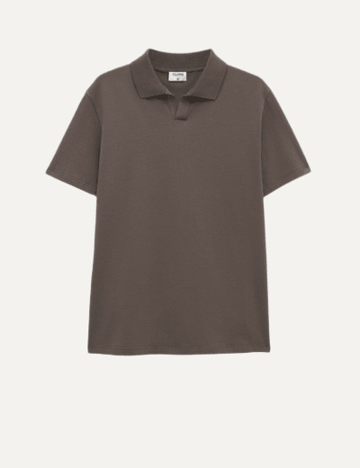 Stretch cotton polo t-shirt