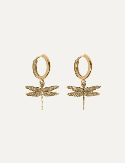 Dragonfly Small Hoop Earrings Gold
