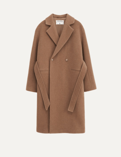 Soft wool belted coat