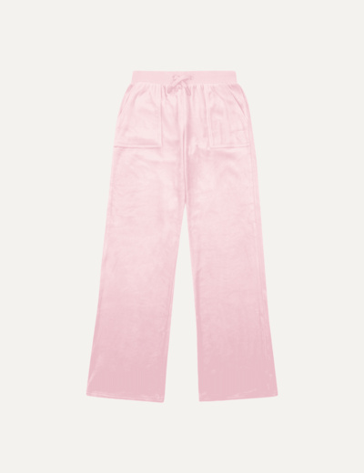Tonal Embro Velour Patch Pocket Wide Leg Pink Nectar