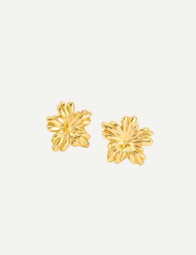 Mabel - Flower Stud Earrings Stainless Steel - Gold