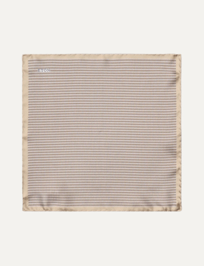 Beige Houndstooth Silk Pocket Square