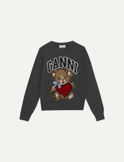 Graphic Wool Mix Bear Crewneck