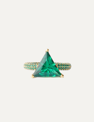 Mega triangle ring green gold