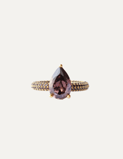 Mega drop ring brown gold