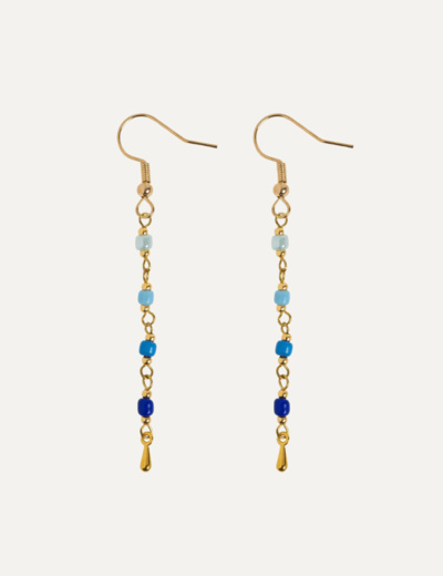 Jasper Bead Stainless Steel Earrings - Blue