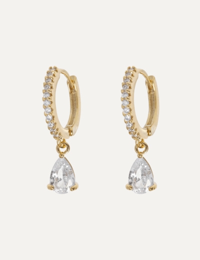 Eliza - Droplet Crystal Hoop Earrings