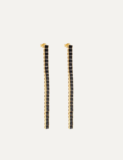 Square tennis earring black gold