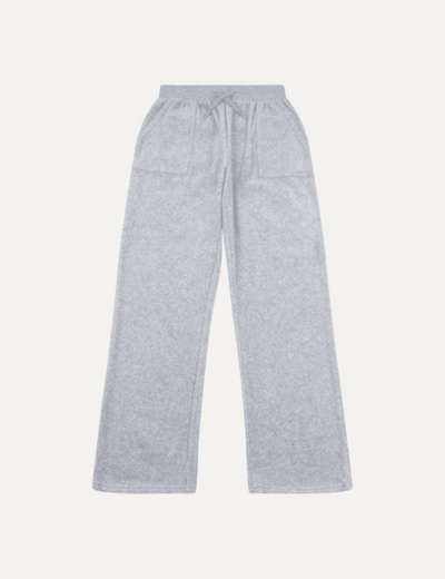 Tonal Embro Velour Patch Pocket Wide Leg Heather Grey