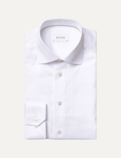 White Signature Twill Shirt - Cut Away Single