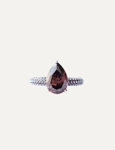 Mega drop ring brown silver