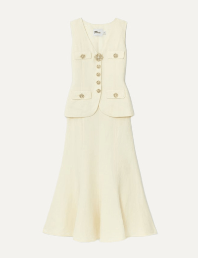 CREAM LINEN MIDI DRESS