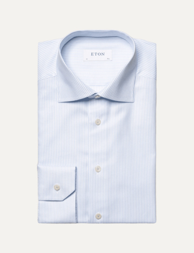 Light Blue Striped Oxford Cotton Tencel Shirt