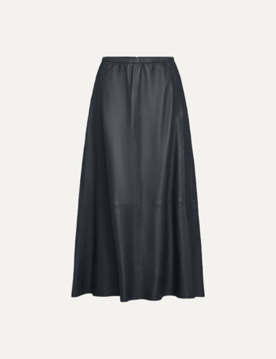 MID RISE LEATHER GATHERED SKIRT