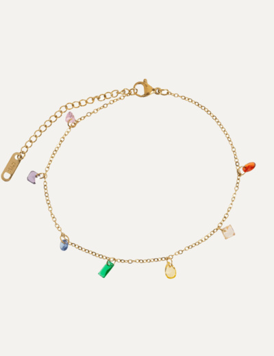 Sky - Multi Colored Chain Anklet Stainless Steel