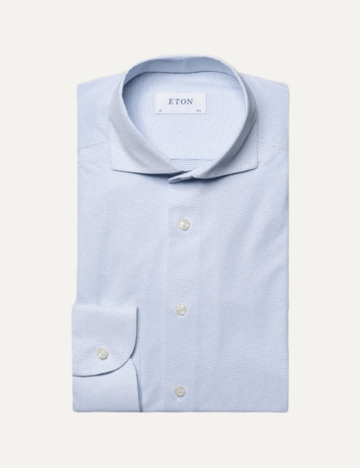 Light Blue Semi Solid Four-Way Stretch Shirt